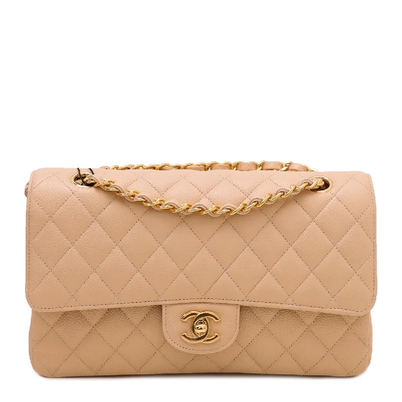 Chanel Handbag with Adjustable Strap for ComfortChanel Beige CC Classic Double Flap Medium Bag