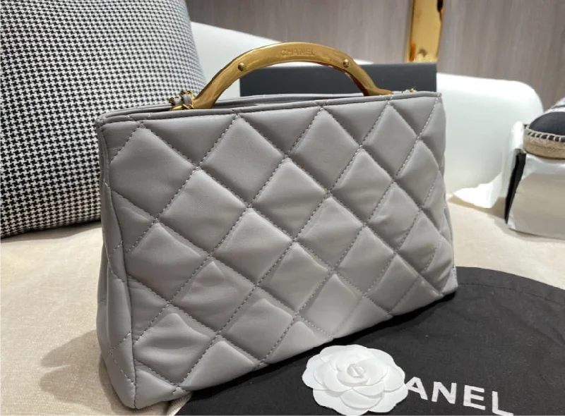 Chanel New Arrival Handbag with Gold HardwareGrey leather Chanel handbag