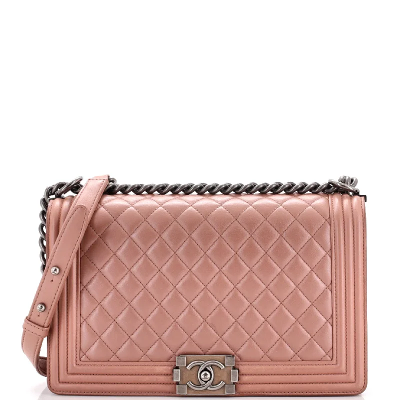 Christian Dior Saddle bags with a studded trim for a bold lookBoy Flap Bag Quilted Metallic Calfskin New Medium