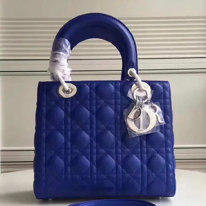 Christian Dior backpacks with a sleek, minimalist silhouetteDior Medium Lady Dior Bag In Blue Lambskin